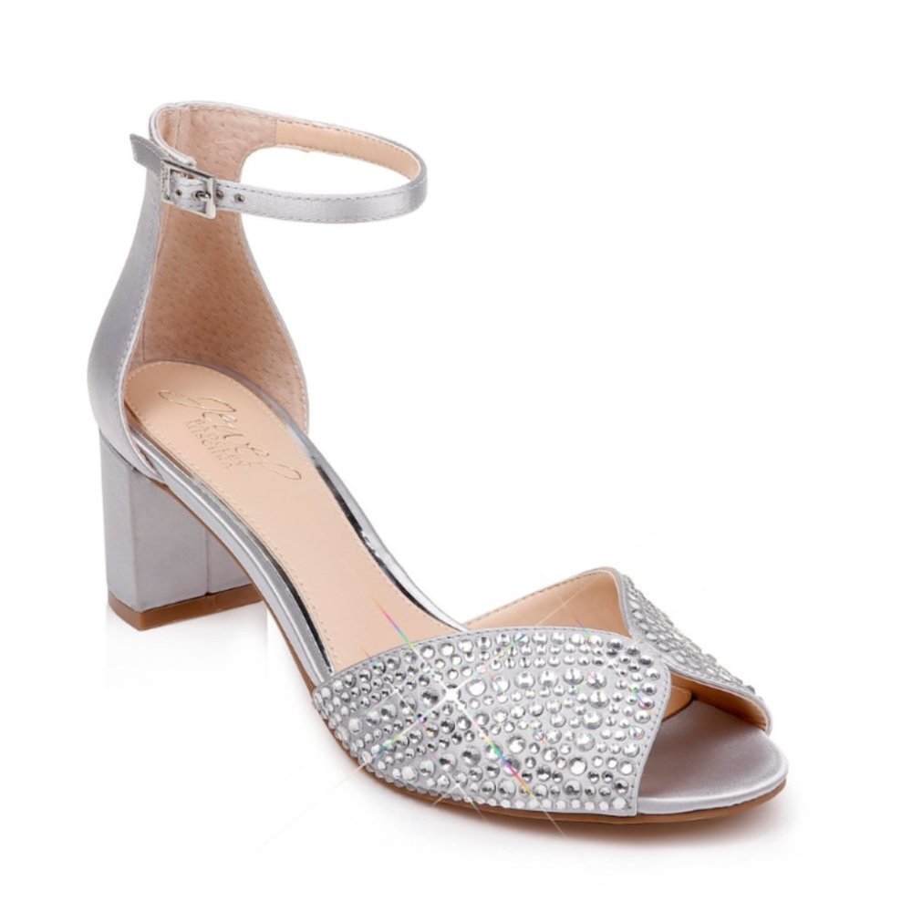 JEWEL Badgley Mischka Sycamore Evening Sandals Silver Size 5